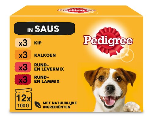 Pedigree Natvoer Voor Honden Met Gemengde Smaken In Saus, Multipack  4 X 12 Zakjes 100 G 1730205931