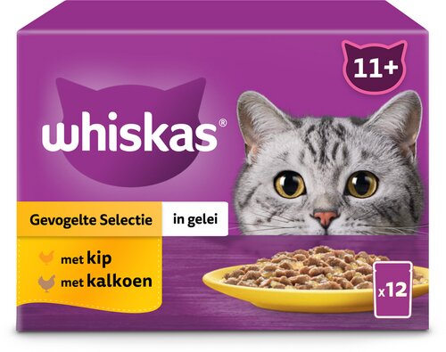 WHISKAS gevogelte gelei 11+ pouch 12x85g