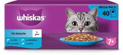 WHISKAS Pouch Vis Gelei 7+ 40x85g