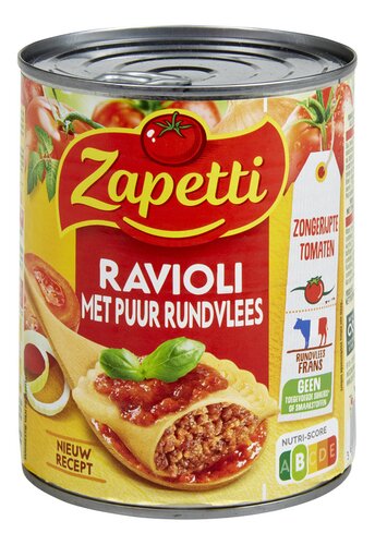 ZAPETTI ravioli zuiver rund blik 800g