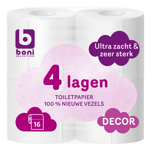 BONI toiletpapier Décor 4l 150v 16r
