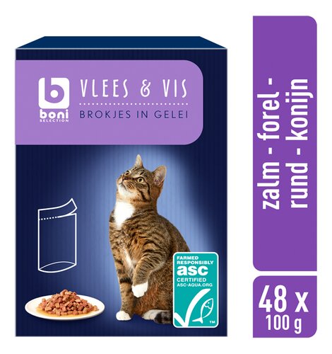 BONI kat vlees&vis in jelly ASC 48x100g