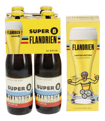 SUPER 8 Flandrien + gratis glas 4x33cl