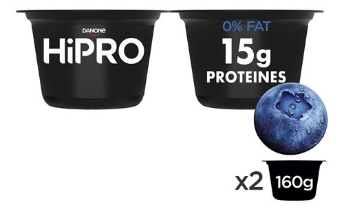 HIPRO yoghurt bosbes 0% 2x160g