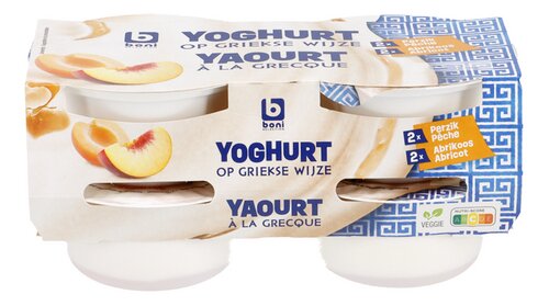 BONI Griekse yoghurt abr/perzik 4x150g