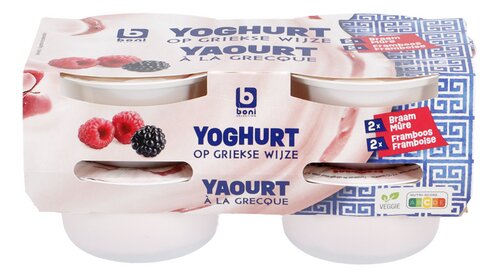 BONI Griekse yoghurt framb/braam 4x150g