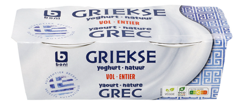 BONI Griekse yoghurt vol natuur 2x170g