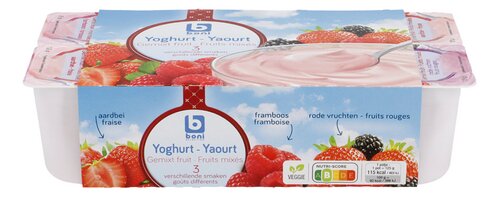 BONI yoghurt gemixt fruit 3smaken 8x125g