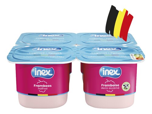 INEX yoghurt halfvol framboos 4x125g
