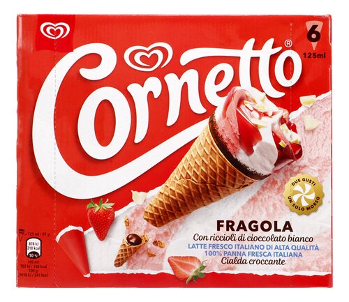 CORNETTO Ijs Aardbei 6x125ml