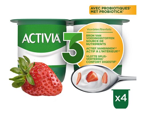 ACTIVIA yoghurt aardbei 4x125g