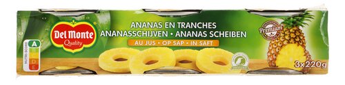 DEL MONTE ananasschijven sap 3x220g