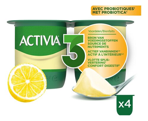 ACTIVIA yoghurt citroensmaak 4x125g