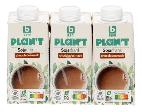 BONI PLAN'T Sojadrink chocolade 3x20cl