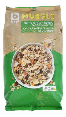 BONI muesli 45% fruit, noten, zaden 750g
