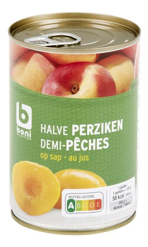 BONI halve perziken op sap blik 410g