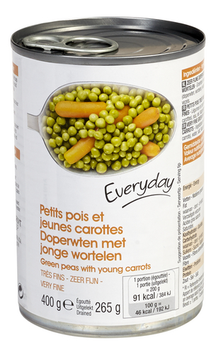EVERYDAY doperwten wortelen fijn 400g