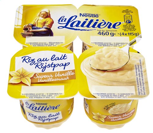 Nestle La Laitiere Riz Au Lait Vanille 4x115g Pot Colruyt