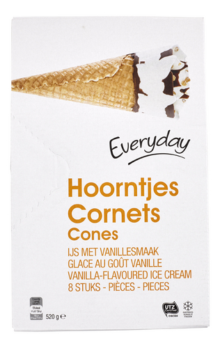 EVERYDAY hoorntjes vanille-ijs 8x120ml