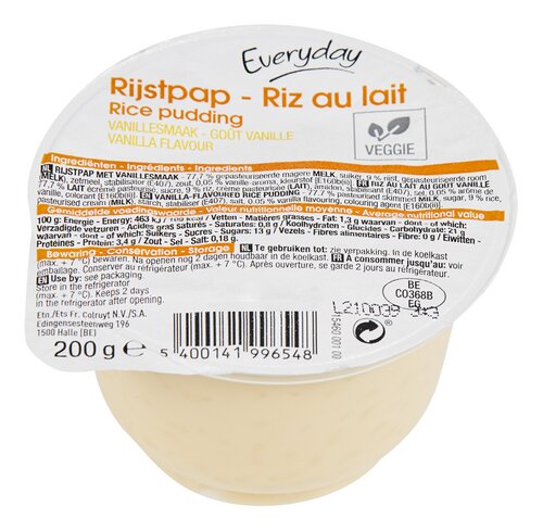 EVERYDAY rijstpap vanille 200g
