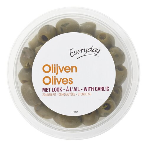 EVERYDAY groene olijven knoflook 200g