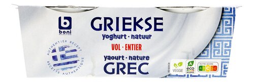 BONI Griekse yoghurt vol natuur 2x170g