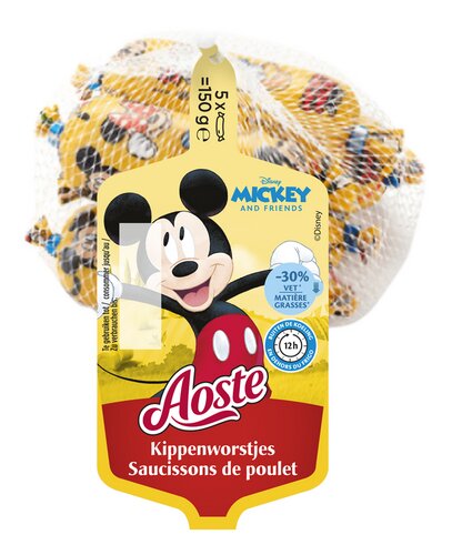 AOSTE Disney Mickey kippenworst 5st 150g