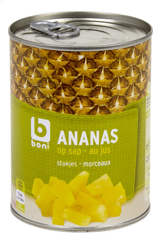 BONI ananas stukjes op sap blik 567g