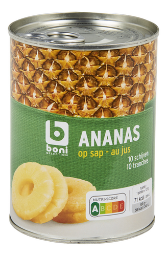 BONI ananas schijven op sap blik 567g