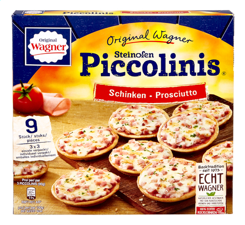 Wagner PICCOLINIS Diepvries Pizza Schinken 9x30g Colruyt Wagner PICCOLINIS Diepvries Pizza Schinken 9x30g Colruyt