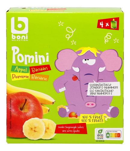 BONI Pomini appel- en bananenmoes 4x90g