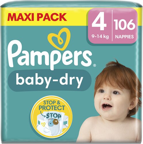 Pampers Baby-Dry Avec Canaux Absorbants Taille 4+ (9-18kg) x 24 couches pas  cher