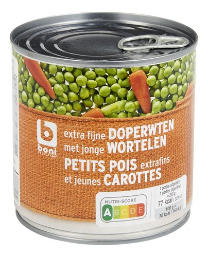 BONI erwten wortelen extr.fijn blik 400g