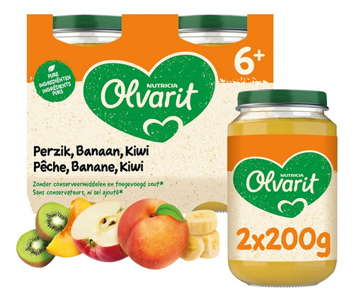 OLVARIT perzik banaan kiwi 6m+ 2x200g