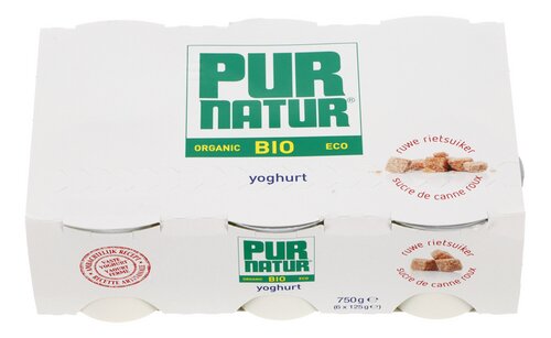 PUR NATUR yogh.vol rietsuiker bio 6x125g