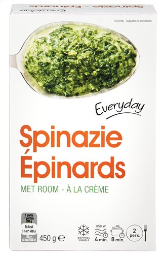Everyday Spinazie Roomsaus Diepvries 450g Colruyt Everyday Spinazie Roomsaus Diepvries 450g Colruyt