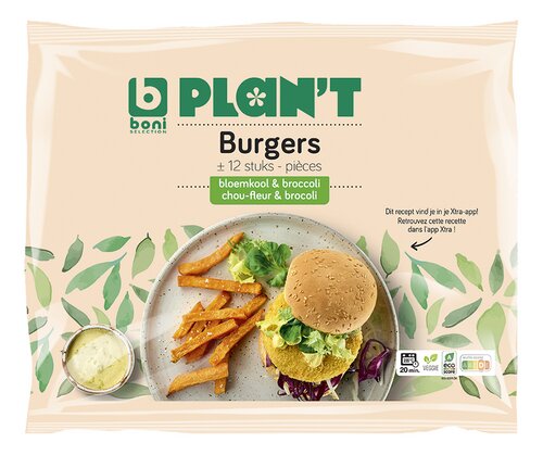 BONI PLAN'T Boni Selection Plan't Vegetarisch Vleesvervangers Dv groente burger bloemkool 12 stuks 1,35kg