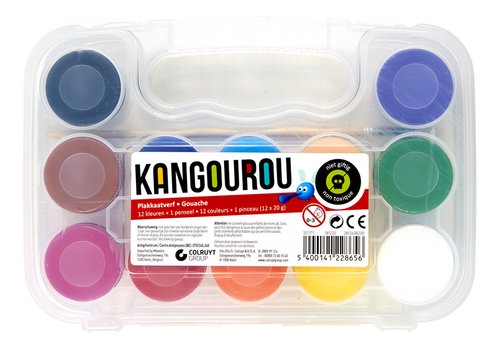Geniet lening Doordeweekse dagen KANGOUROU Plakkaatverf in box 12 kleuren | Colruyt - Collect&Go