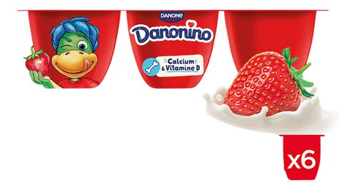 DANONINO aardbei 6x100g