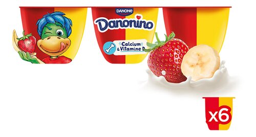 DANONINO duo aardb-banaan 6x100g