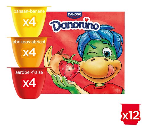 DANONINO aardbei/ban/abr 12x50g