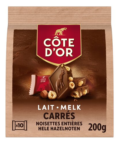 CÔTE D'OR carrés melk hele hazeln. 200g