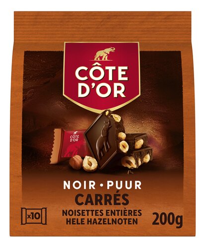 CÔTE D'OR Carrés Puur Hazelnoten 200g