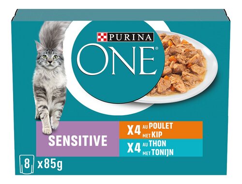 PURINA ONE sensitive kattenvoeding 8x85g