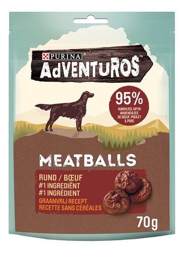 ADVENTUROS snack hond Meatballs rund 70g