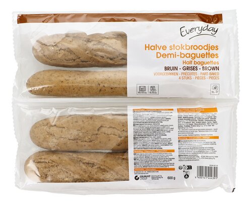 EVERYDAY 1/2 bruine stokbrood 4x150g