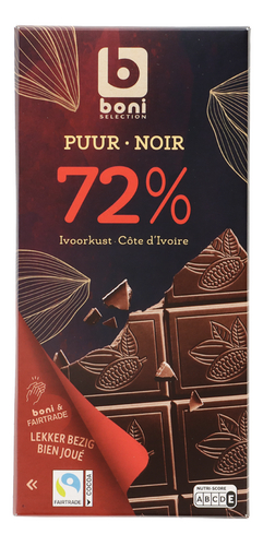 BONI choc. ivoorkust 72% puur FT 100g
