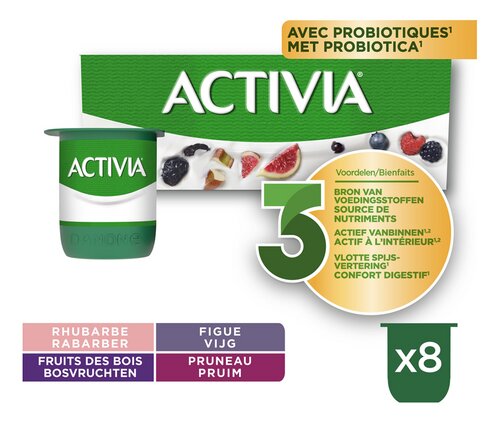 Activia Yoghurt Vol | Abrikoos | Aardbei | Mango | Kers 8x125g