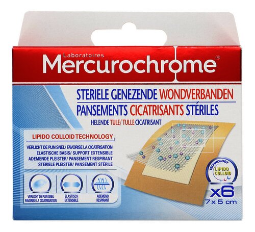 MERCUROCHROME pleisters 7x5cm 6st