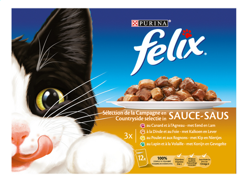 Felix Nourriture Pour Chat Bouchees En Sauce Volaille 12x100g Sachet Colruyt